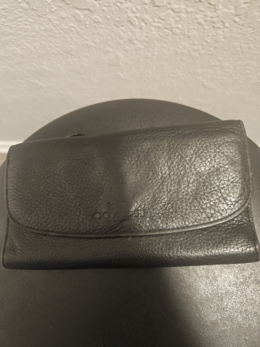 Coach Black Pebbled Checkbook Wallet